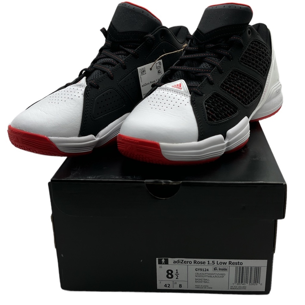 Adidas ADIZERO D Rose 1.5 Restomod Shoes Black Vivid Red New 8.5 New In Box